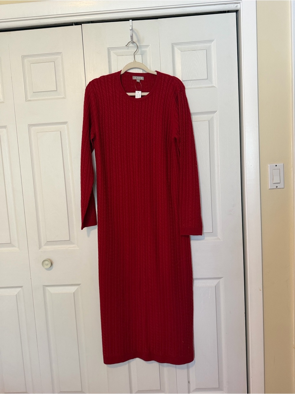 J. Crew Crimson Ribbed Long Sleeve Maxi Dress